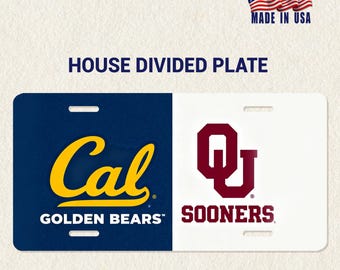 Custom House Divided License Plate Military Pride/College Football Themed Vehicle Decor Personalized License Plate Gift for Him Her
