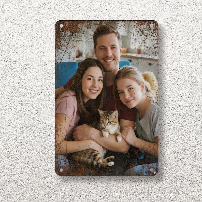 Personalized Family Photo Metal Sign - Custom Family Portrait Wall Art ...