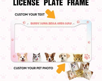 Custom Pet License Plate Frame Pet License Plate Frame License Plate Cover Custom License Plate Frame Dog Cat Gift Custom Cat License Frame