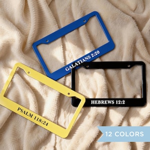 Custom License Plate Frame with Bible Verse, Personalized Christian Car Accessory, Scripture Auto Tag, Religious Faith Gift, for Him Her Car
