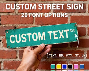 thumbnail image 2 of Custom Name Street Sign – Vintage Look, Rustic Aluminum – Personalized ACW01 2 of 5