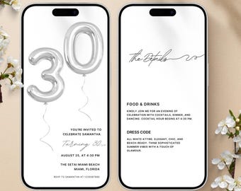 Digital 30th Birthday Invitation, 30th E-Invite Digital Invitation, 30th Birthday Evite, 30th Party Invitation, 30th Party Invite, Men Women
