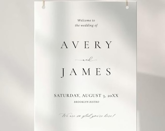 Minimalist Wedding Welcome Sign Template: Elegant Wedding Poster, Modern Welcome Wedding Sign, Editable Wedding Signage, Canva Template