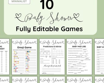 Baby Shower Games Bundle, Minimalist Gender Neutral Baby Sprinkle Activities, Modern Baby Shower Games Pack, Simple Baby Shower Games