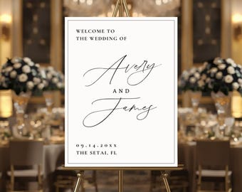 Wedding Welcome Sign Template, Welcome To Our Wedding Sign, EDITABLE Minimalist Wedding Welcome Sign, Wedding Decorations, Digital Download
