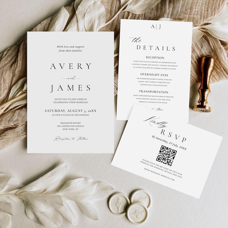 Elegant Wedding Invitation Template Set