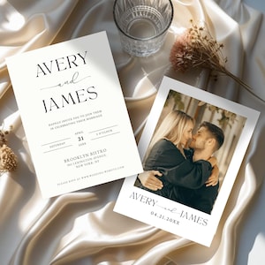 Wedding Invitation Template with Photo, Minimalist Wedding Invitation, Photo Wedding Invite, Boho Wedding Invitation, Modern Wedding Invite