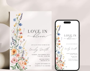 Wildflower Bridal Shower Invitation: Floral Wedding Invitation (Canva Template)