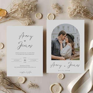 Wedding Invitation Template, Editable Minimalist Wedding Invite, Photo Wedding Invitation, Modern Wedding Invite, Boho Wedding Invitation