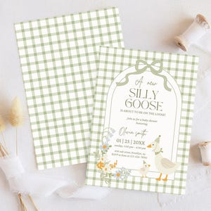 Silly Goose Baby Shower Invitation, Mother Goose and Gosling Baby Shower Invite Printable, Editable Gender Neutral Baby Shower Invite