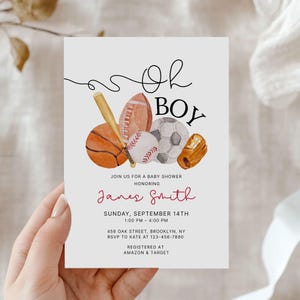 Sports Baby Shower Invite