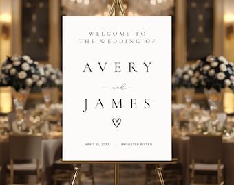 Minimalist Wedding Welcome Sign Template, Modern Handwritten Font