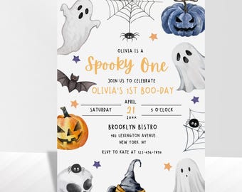 Editable Spooky One 1st Birthday Invitation | Halloween Ghost Invitation | Halloween First Birthday Invitation | Spooktacular Birthday
