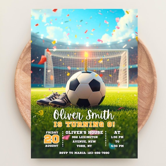 Editable Soccer Birthday Invitation Template, Soccer Invitation, 5x7 Editable Canva, Instant Download