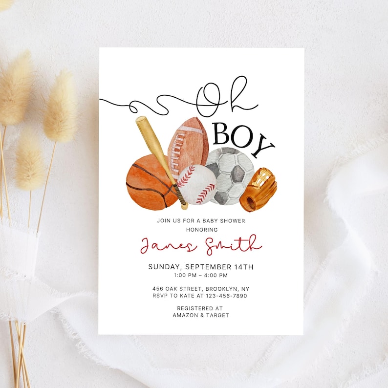 Sports Baby Shower Invite