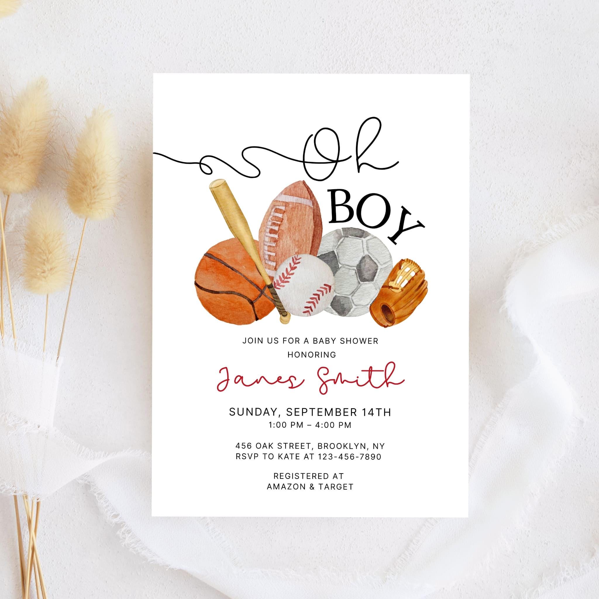 Baby shower invitation boy basketball - Etsy México, image size:2048x2048