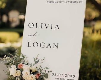 Minimalistisches Hochzeit Willkommensschild, EDITIERBARE Moderne Hochzeit Willkommensschild, Hochzeitsschild Vorlage, Großes Hochzeitsschild, Bearbeiten mit Canva
