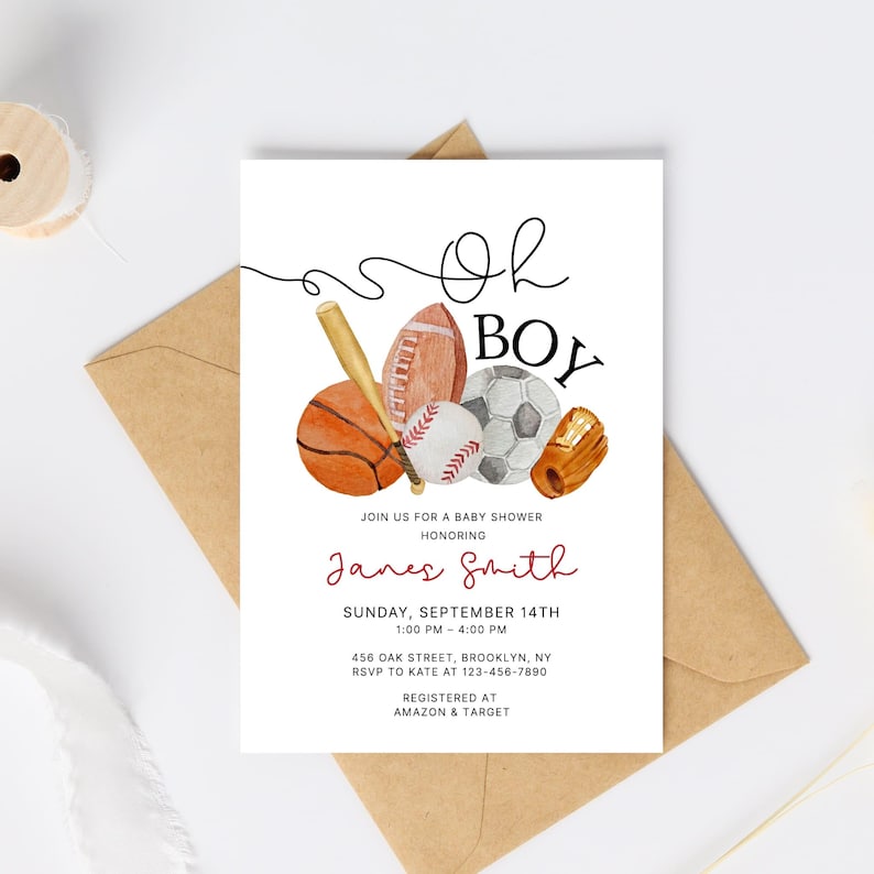 Sports Baby Shower Invite