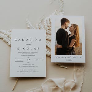 Minimalist Wedding Invitation Template, Photo Wedding Invitation, Custom Picture Wedding Invite Template, Editable Invite With Canva