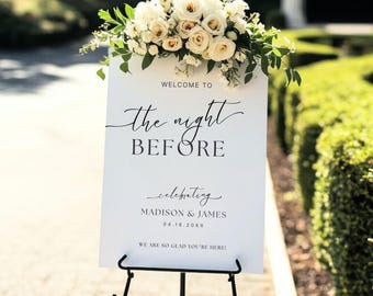 The Night Before Welcome Sign Template, Minimalist Rehearsal Dinner Welcome Sign, Welcome to the Night Before, Canva Editable, Printable