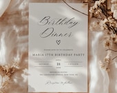 Birthday Dinner Invitation, Editable Birthday Dinner Digital Invite, Dinner Invitation Template, Minimal Birthday Invite, Any Age Invite