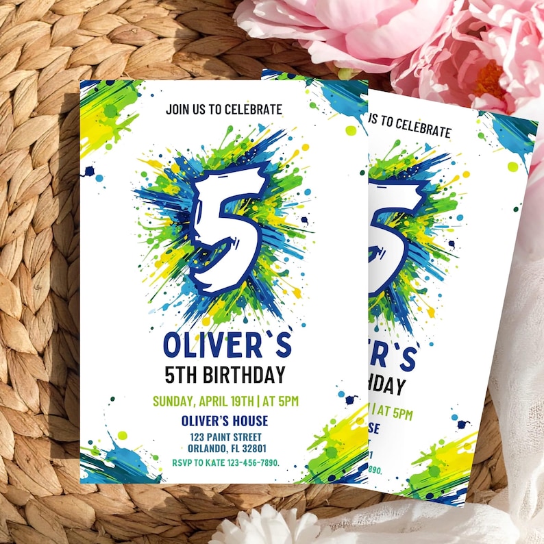 Splash Paint Boy Birthday Invitation