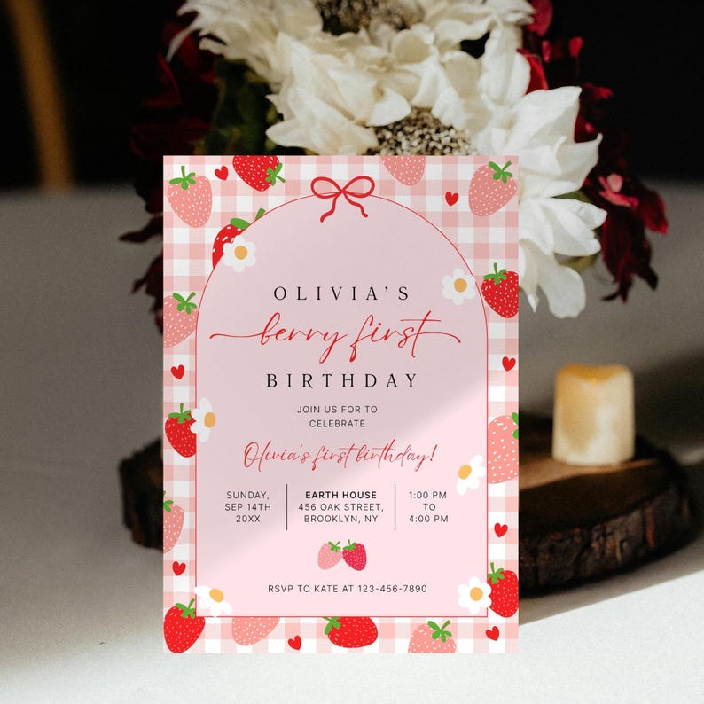 Berry First Birthday Invitation