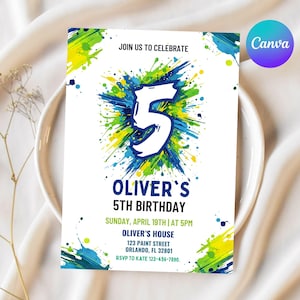 Splash Paint Boy Birthday Invitation