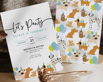 Editable Dog Birthday Invitation Lets Pawty Birthday Invite Dog Theme Birthday Invite Pawty Birthday Invitation Template INSTANT DOWNLOAD