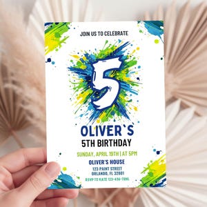 Splash Paint Boy Birthday Invitation