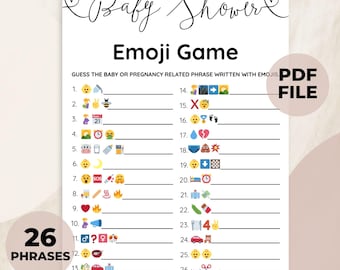 Baby Shower Emoji Game, Emoji Baby Shower Game, Baby Emoji Game, Baby Phrases Emoji Game, Baby Shower Emoji Pictionary Game, Emoji Game