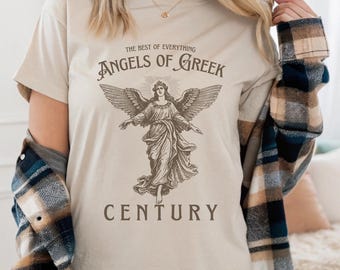 Engel der griechischen Unisex Schwere Baumwolle T-Shirt, Vintage Engel T-Shirt, spirituelles Grafik T-Shirt, Freizeitkleidung für alle, Geschenk für Feiertage, Geschenk für Mama