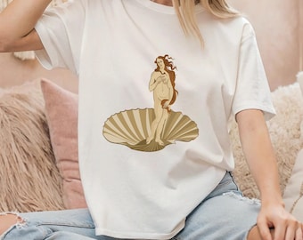Camiseta unisex "El nacimiento de Venus" de Botticelli, camiseta de arte clásico, camiseta de pintura renacentista, camiseta gráfica de Venus de Milo, regalo para amantes del arte, camiseta de museo
