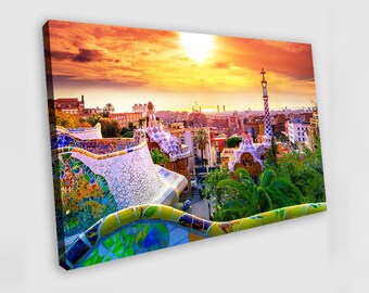 Park Guell Spain Barcelona Canvas Art Barcelona Wall Art Barcelona Print Barcelona Poster Barcelona Wall Decor Barcelona Artwork