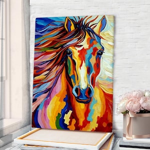 Colorful Horse Wall Art Print Horse Canvas Wall Art Horse Painting Horse Poster Horse Canvas Print