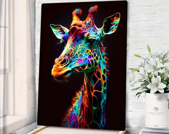 Colorful Giraffe Canvas Art Giraffe Wall Art Giraffe Print Giraffe Wall Decor Giraffe Poster Giraffe Painting