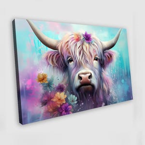 Colorful Highland Cow Wall Art Highland Cow Painting Highland Cow Print Highland Cow Poster Highland Cow Poster Animal Wall Art