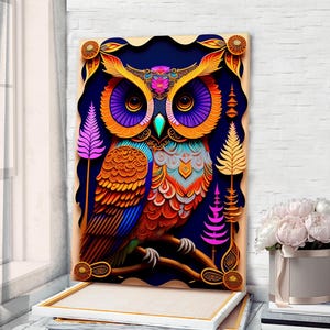 3d Owl Canvas Wall Art Owl Wall Art Owl Print Owl Wall Decor Owl Poster Owl Volumetric Print Owl Painting Owl Artwork