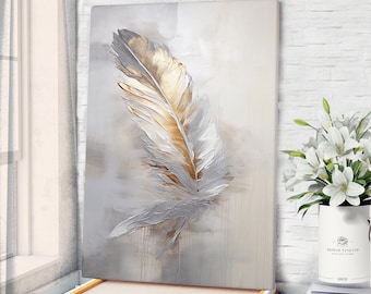 Feather Canvas Art Marble Feather Wall Art Feather Print Feather Marble Abstract Painting Feather Poster