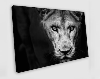 Arte de parede de leoa, tela de leoa, arte de parede, pintura de leoa, pôster de leoa, arte de leoa, arte de parede de animais, decoração de parede de leoa