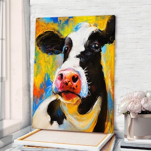 Cow Canvas Wall Art Cow Painting Cow Wall Art Cow Poster Cow Oil Painting Animal Wall Art Cow Print Cow Wall Decor