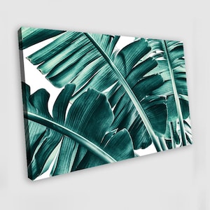 Arte murale con foglie di banano Arte su tela con foglie di banano Stampa con foglie di banano Stampa con foglie tropicali Arte con foglie di banano Arte murale con foglie tropicali Arte botanica