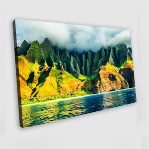 Hawaje Płótno Sztuka Na Pali Coast Kauai Hawaje Sztuka Ścienna Hawaje Wydruk Hawaje Plakat Hawaje Góry Sztuka Ścienna Hawaje Krajobraz Natura Sztuka Ścienna Wydruk