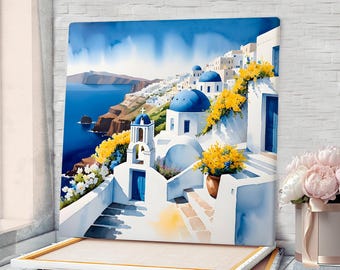 Greece Santorini Painting Santorini Wall Art Canvas Santorini Poster Santorini Wall Decor Santorini Print Santorini
