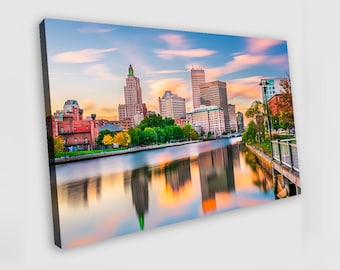 Quadri su tela di Providence, Rhode Island, decorazioni murali di Providence, arredamento per la casa di Providence, skyline di Providence, decorazioni murali di Providence, dipinti di Providence