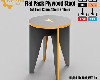 Flat Pack Plywood Stool Plans | CNC Laser Cut DXF SVG (Digital Download)