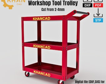 3-Tier Tool Trolley Plans | Workshop Rolling Cart DXF SVG (Digital Download)