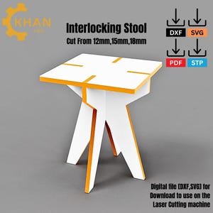 DiY Interlocking Plywood Stool Dxf, SVG | Flat Pack CNC Files for Laser Cut or CNC Router | Digital Download Furniture Plan