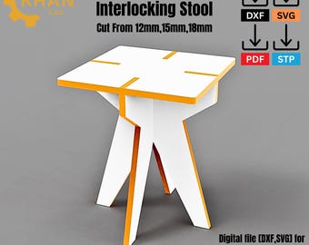 Taburete de madera contrachapada entrelazada DIY (DXF, SVG) / Archivos CNC de paquete plano para corte láser o fresado CNC / Plano de muebles de descarga digital