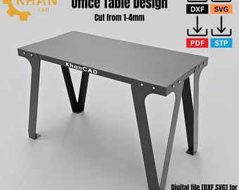 Nowoczesny metalowy stół komputerowy DXF SVG | Projekt cięty laserowo (pobranie cyfrowe)